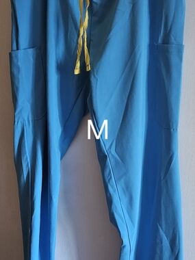 Womens Teal Blue Cargo Scrub Pants with Drawstring